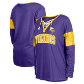 Minnesota Vikings New Era Women's Lace-Up Notch-Neck Long Sleeve T-Shirt Purple