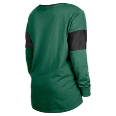 New York Jets New Era Women's Lace-Up Notch-Neck Long Sleeve T-Shirt Green