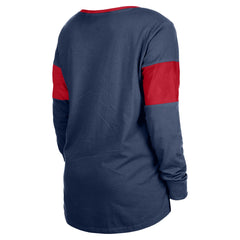 Houston Texans New Era Women's Lace-Up Notch-Neck Long Sleeve T-Shirt Navy