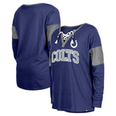 Indianapolis Colts New Era Women's Lace-Up Notch-Neck Long Sleeve T-Shirt Royal