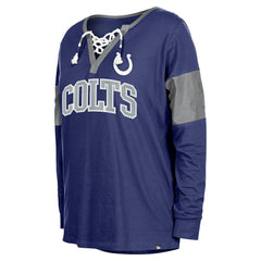 Indianapolis Colts New Era Women's Lace-Up Notch-Neck Long Sleeve T-Shirt Royal