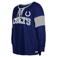 Indianapolis Colts New Era Women's Plus Size Lace-Up Notch Neck Long Sleeve T-Shirt Royal