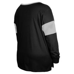 Las Vegas Raiders New Era Women's Plus Size Lace-Up Notch Neck Long Sleeve T-Shirt Black