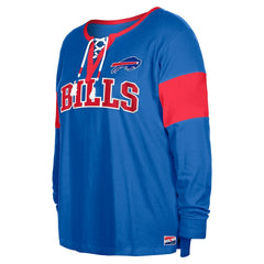 Buffalo Bills New Era Women's Plus Size Lace-Up Notch Neck Long Sleeve T-Shirt Royal