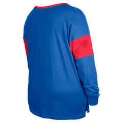 Buffalo Bills New Era Women's Plus Size Lace-Up Notch Neck Long Sleeve T-Shirt Royal