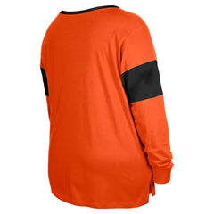 Cincinnati Bengals New Era Women's Plus Size Lace-Up Notch Neck Long Sleeve T-Shirt Orange