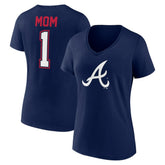 Atlanta Braves Fanatics Women's Plus Size Mother's Day #1 Mom V-Neck T-Shirt - Navy - Fanatics Sale