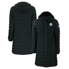 Pittsburgh Steelers Cutter & Buck Women's Mission Ridge Repreve Eco Insulated Long Full-Zip Puffer Jacket Black