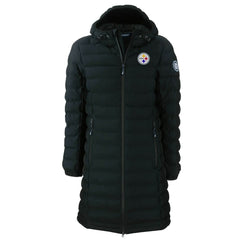 Pittsburgh Steelers Cutter & Buck Women's Mission Ridge Repreve Eco Insulated Long Full-Zip Puffer Jacket Black