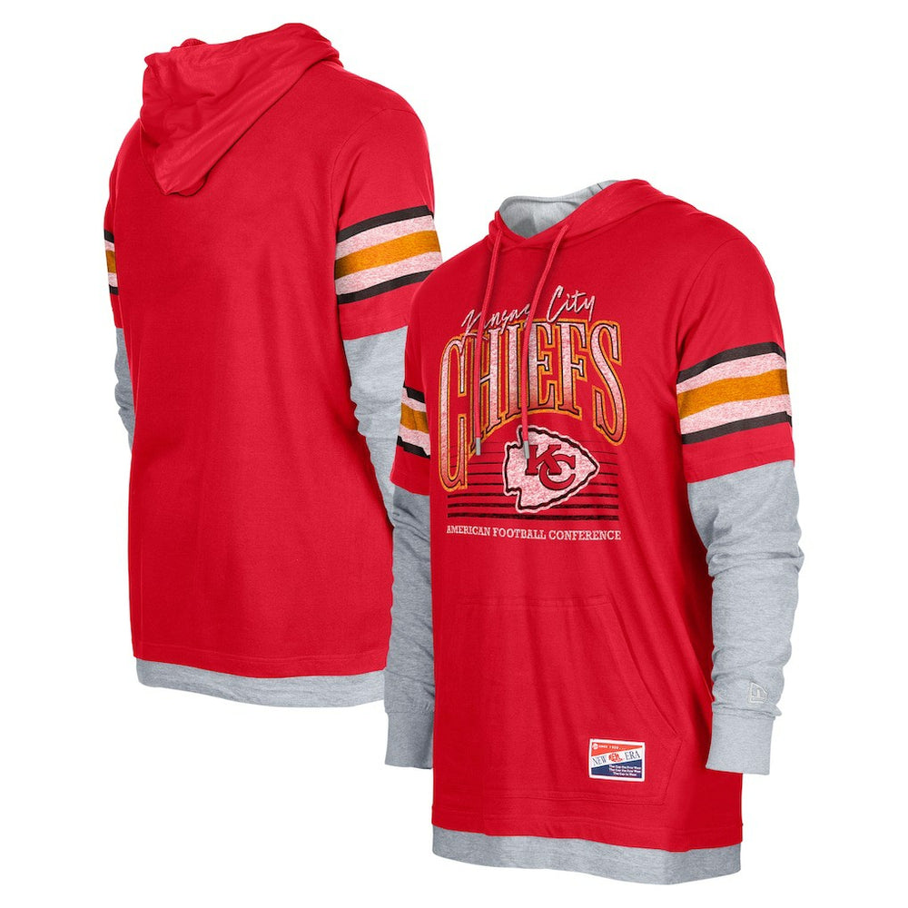 Kansas City Chiefs New Era Twofer Long Sleeve Hooded T-Shirt Red