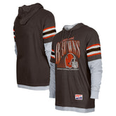 Cleveland Browns New Era Twofer Long Sleeve Hooded T-Shirt Brown