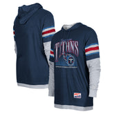 Tennessee Titans New Era Twofer Long Sleeve Hooded T-Shirt Navy