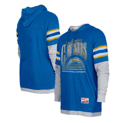 Los Angeles Chargers New Era Twofer Long Sleeve Hooded T-Shirt Royal