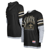 New Orleans Saints New Era Twofer Long Sleeve Hooded T-Shirt Black
