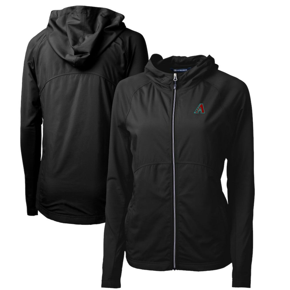 Arizona Diamondbacks Cutter & Buck Women's Adapt Eco Knit Hybrid Recycled Full-Zip Hoodie - Black - MLB Lifestyle