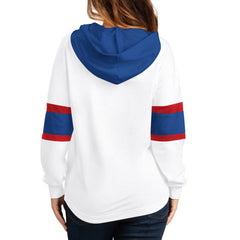 New York Rangers G-III 4Her by Carl Banks Women's Goal Zone Long Sleeve Lace-Up Hoodie T-Shirt - White/Blue - NHL 201038243