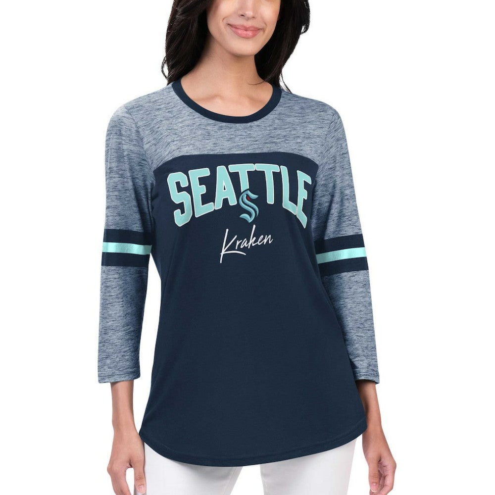 Seattle Kraken G-III 4Her by Carl Banks Women's Play The Game 3/4-Sleeve T-Shirt - Deep Sea Blue - NHL 201038278