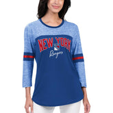 New York Rangers G-III 4Her by Carl Banks Women's Play The Game 3/4-Sleeve T-Shirt - Blue - NHL 201038283