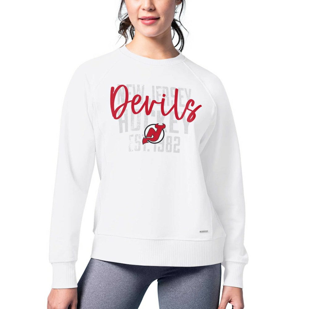 New Jersey Devils MSX by Michael Strahan Women's Millie Raglan Pullover Sweatshirt - White - NHL 201038289