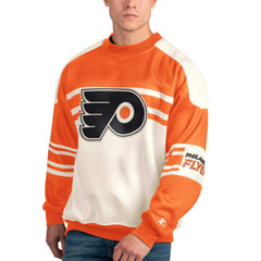 Philadelphia Flyers Starter Defense Fleece Crewneck Pullover Sweatshirt - White - NHL 201038297