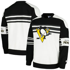 Pittsburgh Penguins Starter Defense Fleece Crewneck Pullover Sweatshirt - White - NHL 201038305
