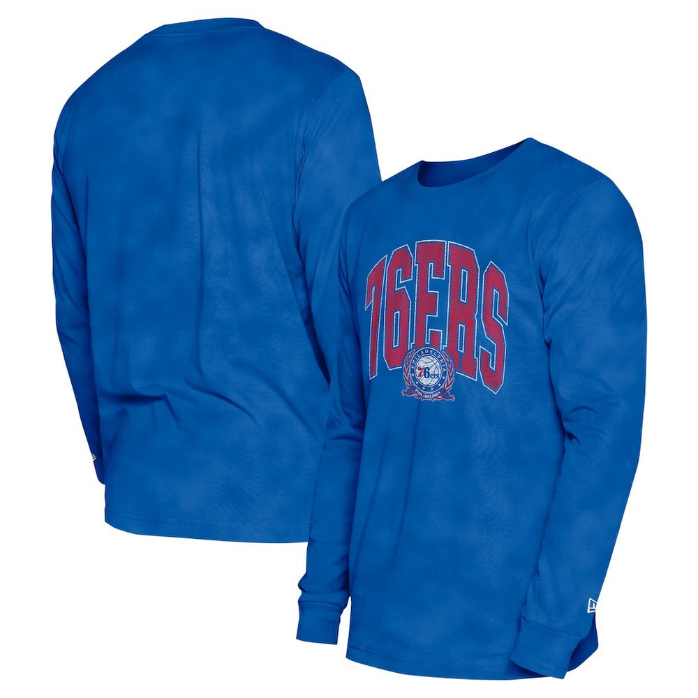 Philadelphia 76ers Unisex Oversized Essentials Enzyme Wash Long Sleeve T-Shirt Royal | New Era