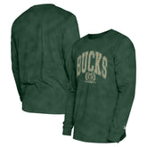 Milwaukee Bucks Unisex Oversized Essentials Enzyme Wash Long Sleeve T-Shirt Hunter Green | New Era online