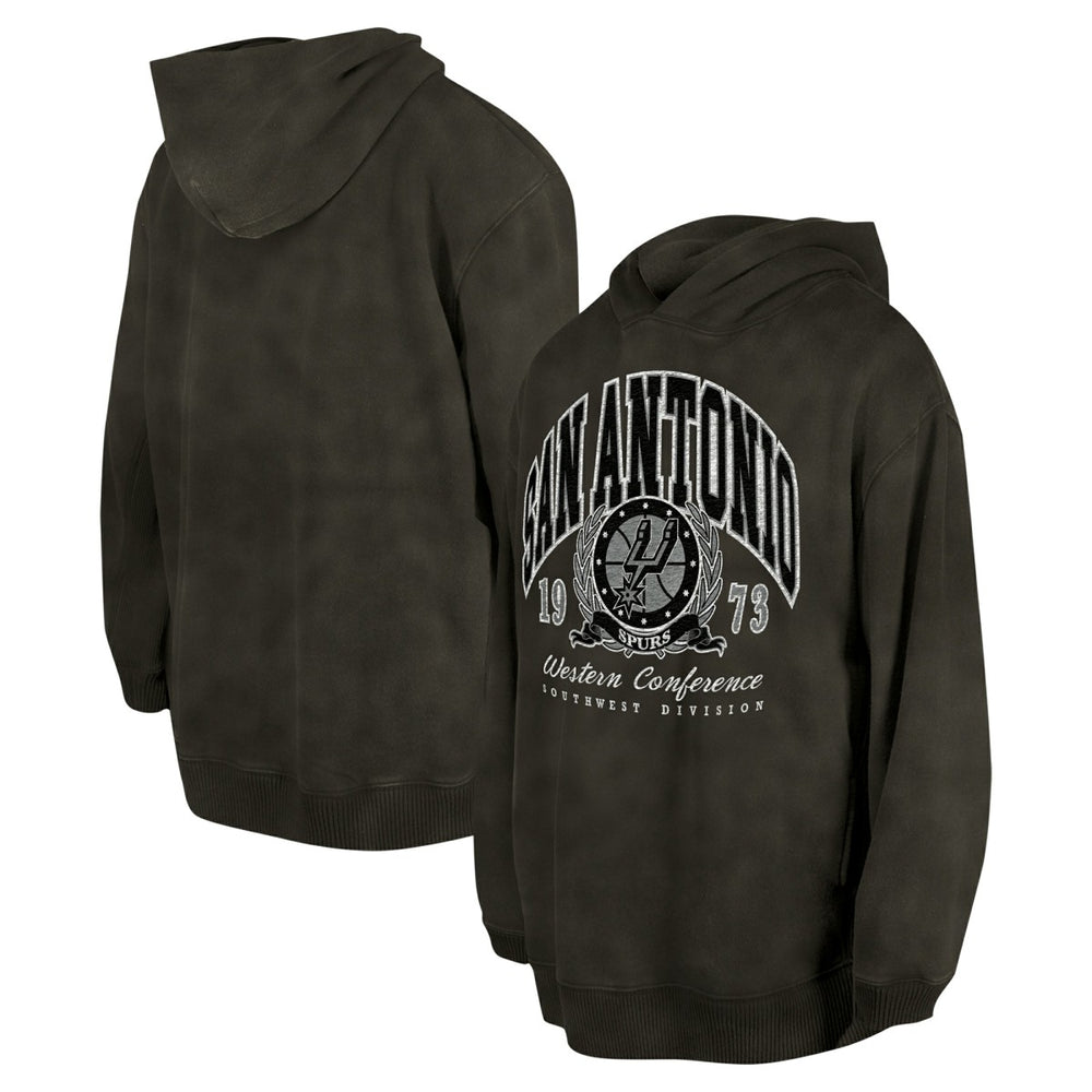 San Antonio Spurs Unisex Oversized Essentials Pigment Wash Fleece Pullover Hoodie Charcoal | New Era