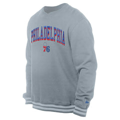 Philadelphia 76ers Chenille Cross Over Pullover Sweatshirt Gray | New Era Near Me