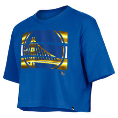 Golden State Warriors Women's Oversized Boxy Crop T-Shirt for sale Royal | New Era online