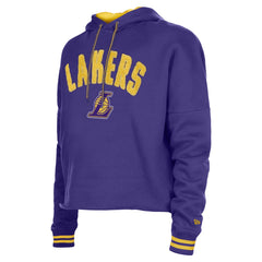Los Angeles Lakers Women's Boxy Raw Edge Pullover Hoodie Purple | New Era Lifestyle