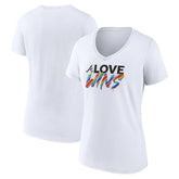 Atlanta Braves Women's Love Wins V-Neck T-Shirt - White - MLB Discount