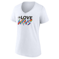Cincinnati Reds Women's Love Wins V-Neck T-Shirt - White - MLB Sale