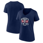 Minnesota Twins Women's Americana Team V-Neck T-Shirt - Navy - MLB Discount
