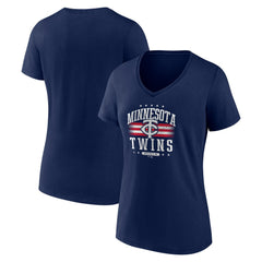 Minnesota Twins Women's Americana Team V-Neck T-Shirt - Navy - MLB Discount