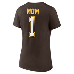 San Diego Padres Women's Mother's Day #1 Mom V-Neck T-Shirt - Brown - MLB Discount