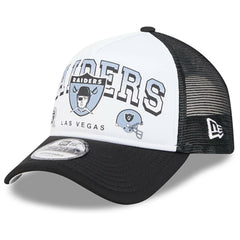 Las Vegas Raiders New Era Retro Wordmark A-Frame 9FORTY Adjustable Hat White/Black