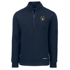 Milwaukee Brewers Cutter & Buck Roam Eco Recycled Quarter-Zip Pullover - Navy - MLB on Sale