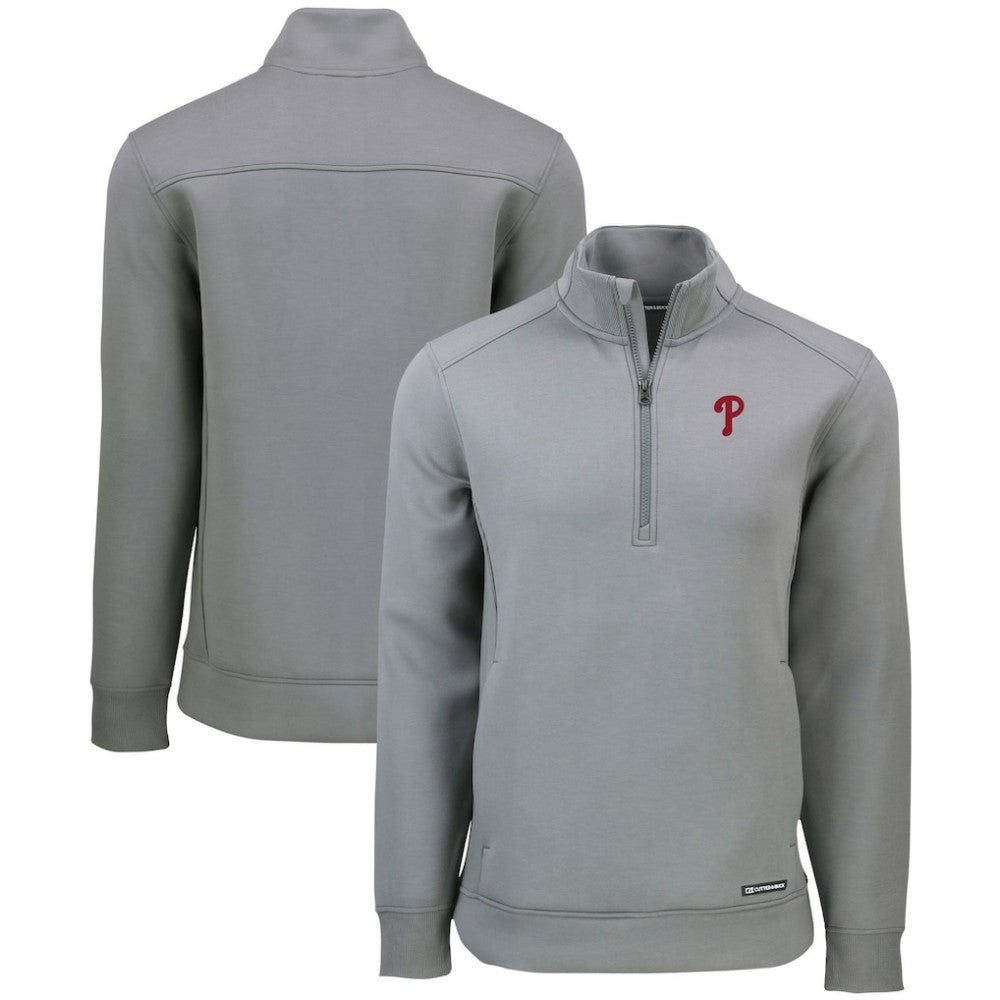 Philadelphia Phillies Cutter & Buck Roam Eco Recycled Quarter-Zip Pullover - Gray - MLB Sale