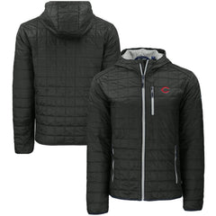 Cincinnati Reds Cutter & Buck Rainier Primaloft Eco Full-Zip Hooded Jacket - Black - MLB Discount