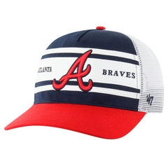 Atlanta Braves '47 Gridiron Super Stripe Relaxed Trucker Hitch Adjustable Hat - Navy - 47 brand Sale
