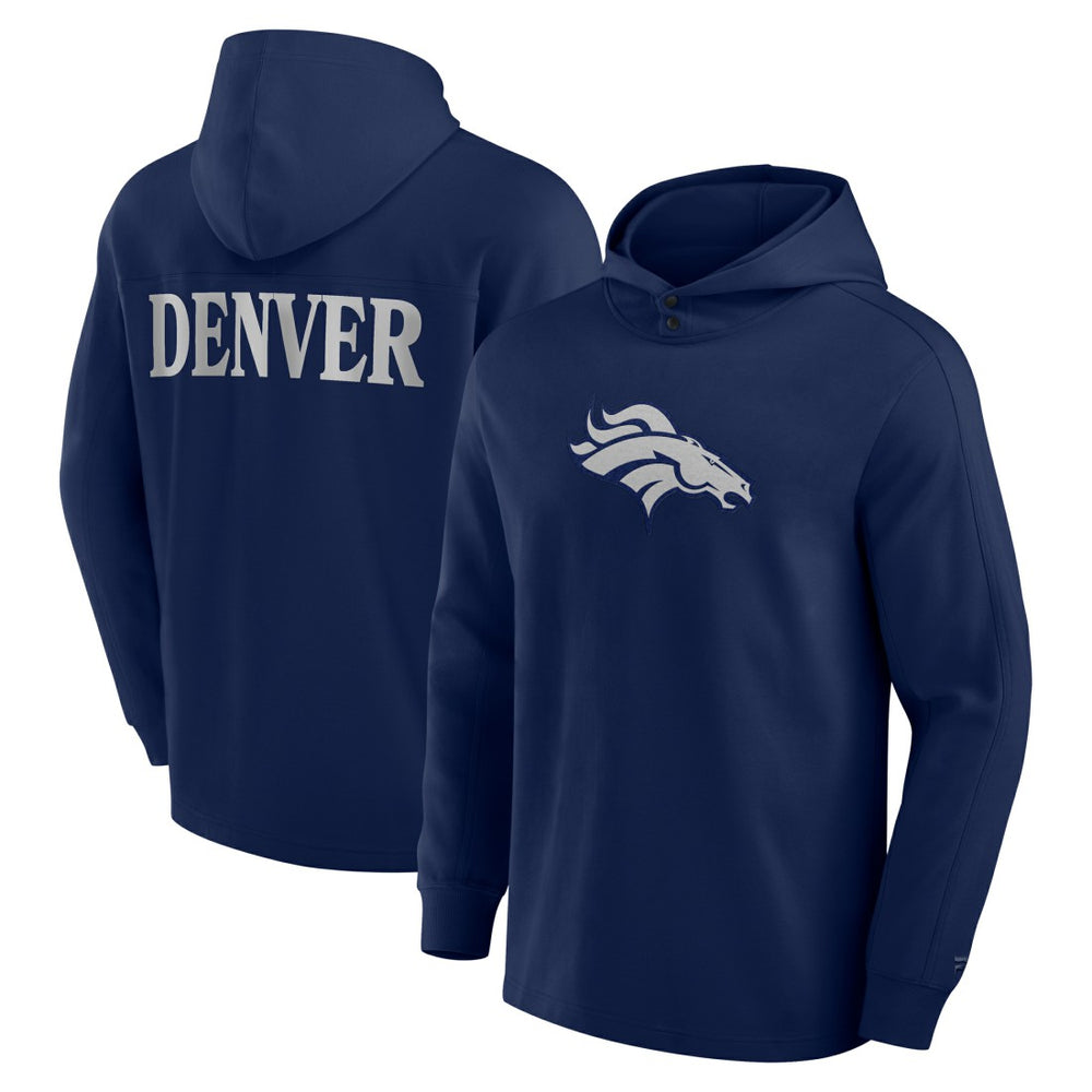 Fanatics Denver Broncos Elements Blaze Tri-Blend Long Sleeve Hoodie T-Shirt Navy