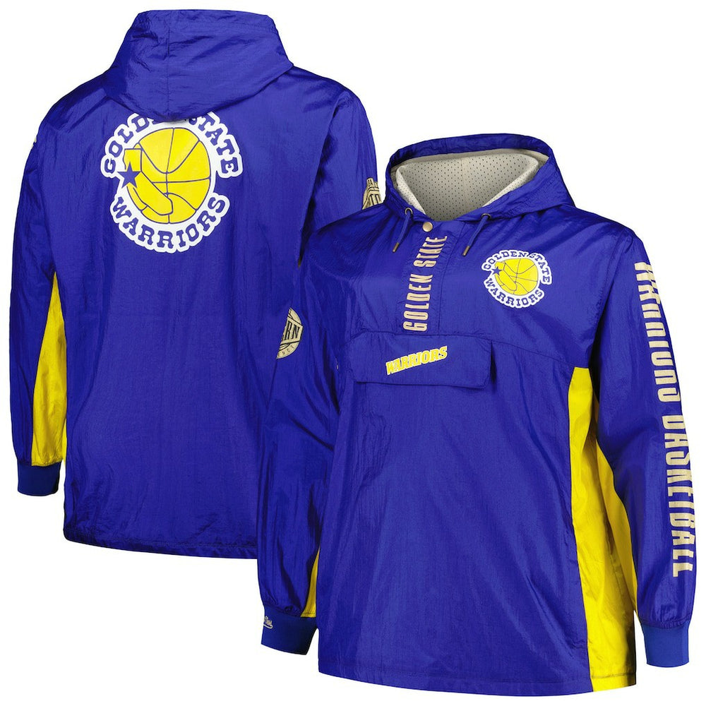 Golden State Warriors Big & Tall Hardwood Classics Team OG 2.0 Anorak Hoodie Quarter-Zip Windbreaker Jacket for sale Royal | Mitchell & Ness online