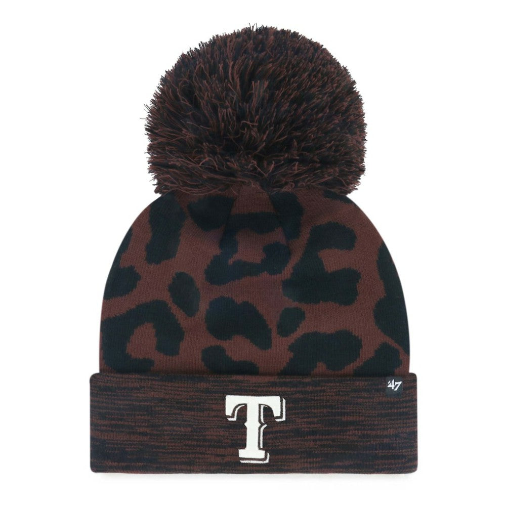 Texas Rangers '47 Women's Rosette Cuffed Knit Hat with Pom - Brown - 47 brand Online