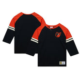 Baltimore Orioles Mitchell & Ness Cooperstown Collection Legendary Raglan Slub Henley 3/4-Sleeve T-Shirt - Black - Mitchell & Ness Discount