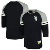 Chicago White Sox Mitchell & Ness Cooperstown Collection Legendary Raglan Slub Henley 3/4-Sleeve T-Shirt - Black - Mitchell & Ness Lifestyle