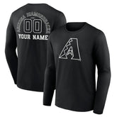 Arizona Diamondbacks Monochrome Personalized Name & Number Long Sleeve T-Shirt - Black - MLB Sale