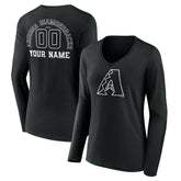 Arizona Diamondbacks Women's Monochrome Personalized Name & Number Long Sleeve V-Neck T-Shirt - Black - MLB on Sale