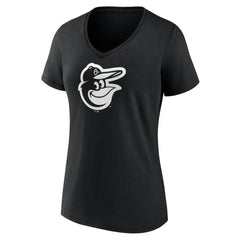 Baltimore Orioles Women's Monochrome Personalized Name & Number V-Neck T-Shirt - Black - MLB Discount