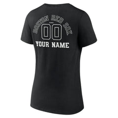 Boston Red Sox Women's Monochrome Personalized Name & Number V-Neck T-Shirt - Black - MLB Sale